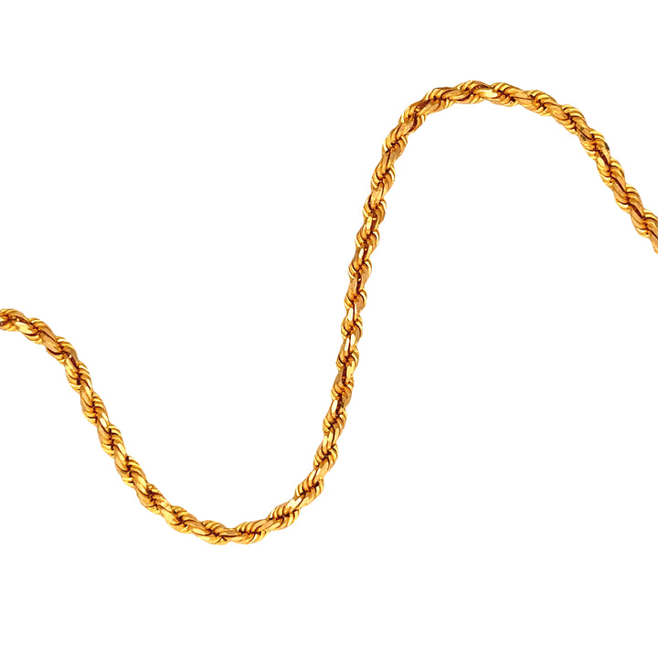 22K Yellow Gold Classic 26-Inch Rope Chain Necklace