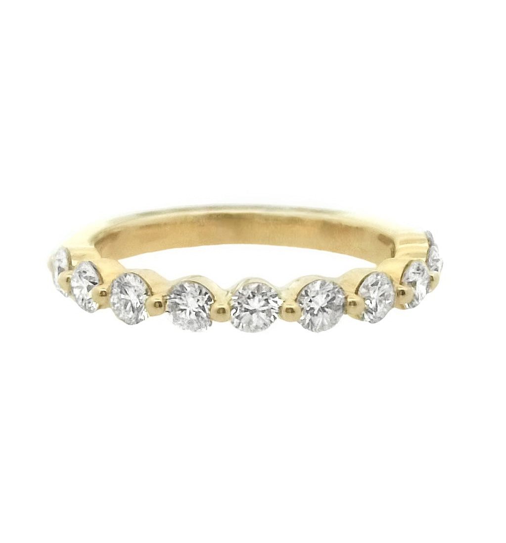 18K Yellow Gold 1.01ct Diamond Bubble Set Women's Wedding Band