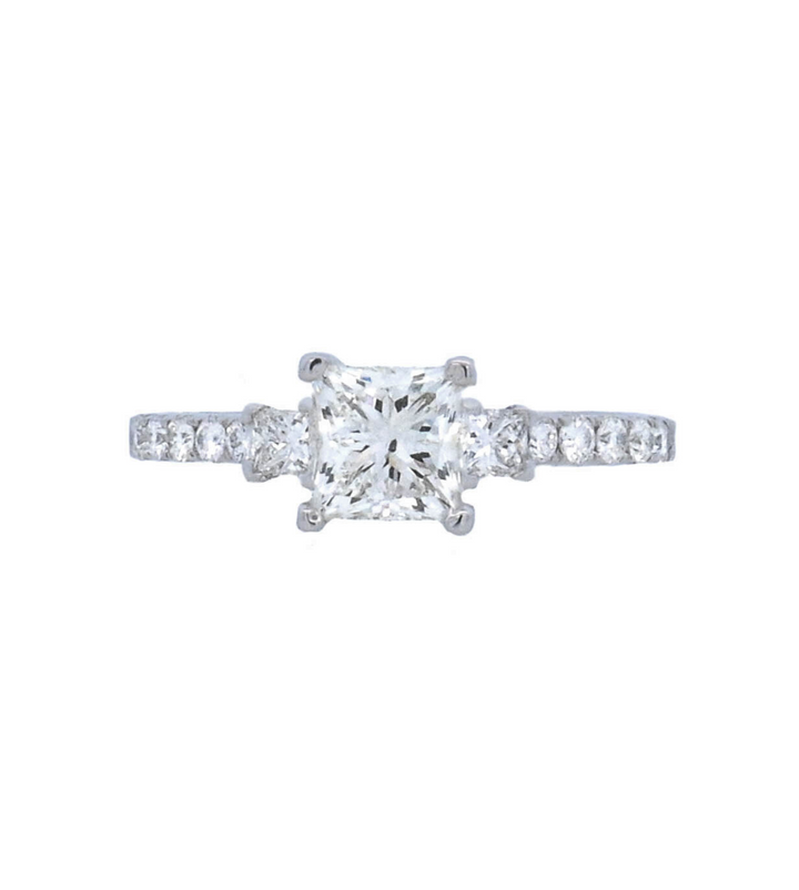 18K White Princess Diamond 1.00Ct Solitaire Engagement Ring