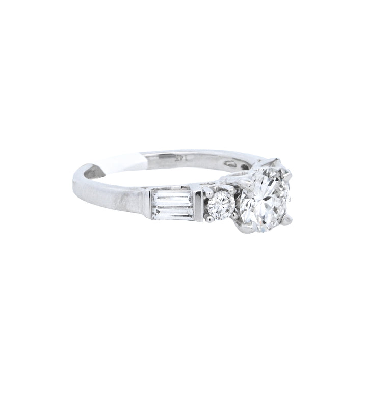 14K White Gold Multi-Diamond Solitaire Engagement Ring