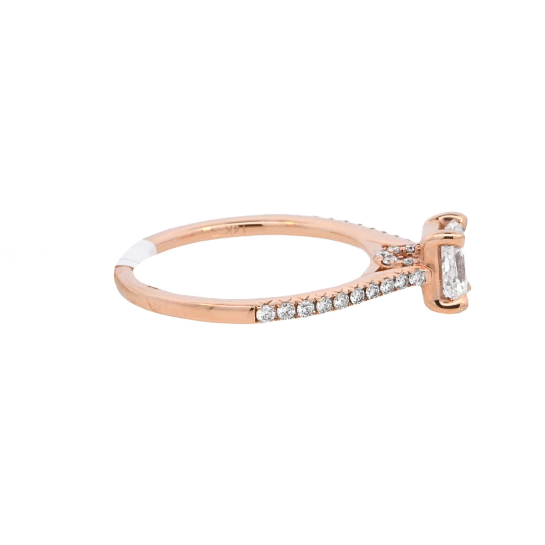 14K Rose Gold 0.75ct Radiant Diamond Solitaire Ring