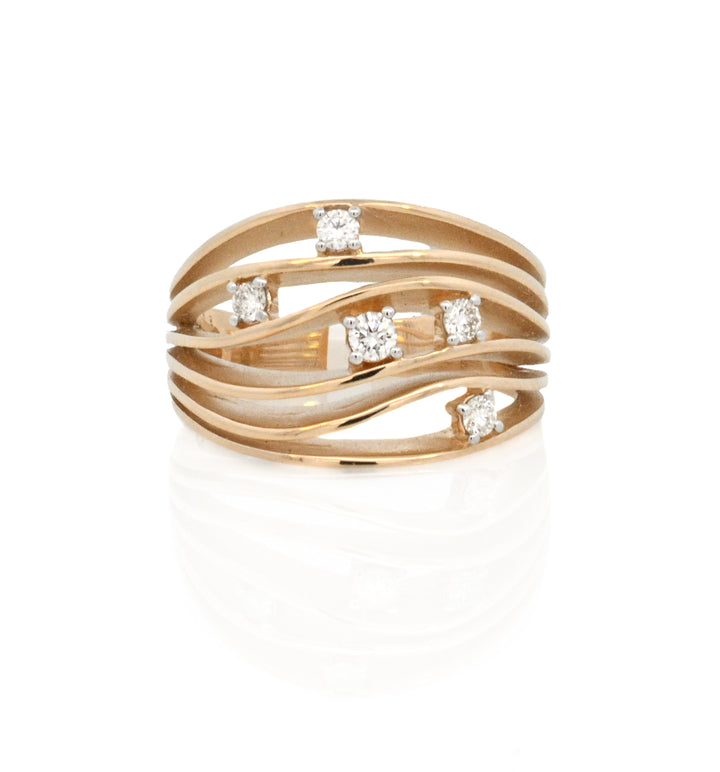 14K Yellow Gold 0.28ct Multi-Strand Diamond Fashion Ring