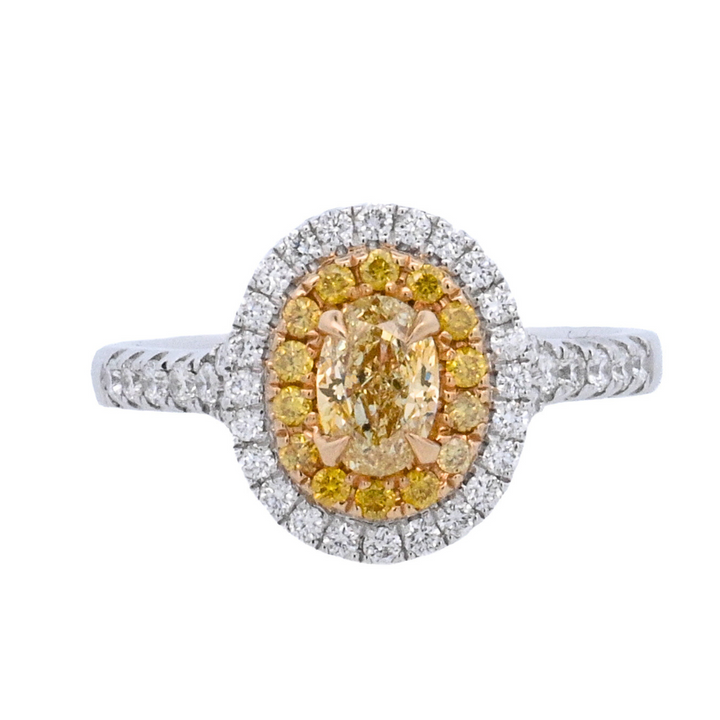 14K Two-Tone Oval Yellow Diamond Fashion Ring