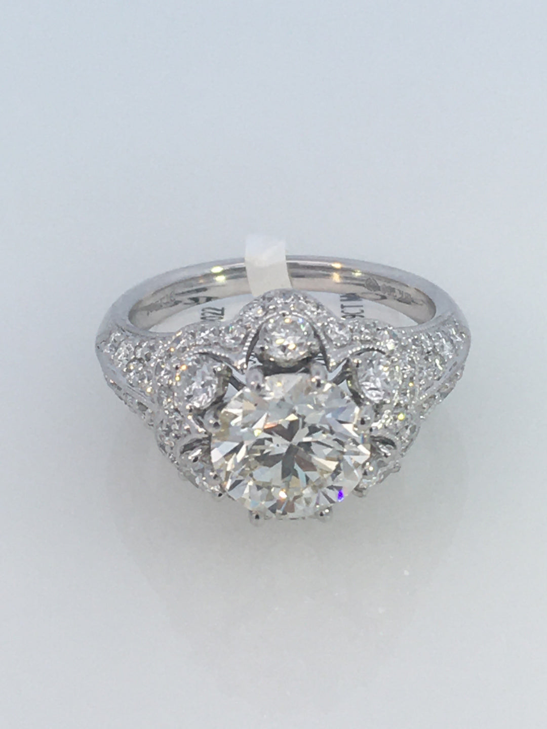 18K White Round Diamond 2.01Ct Vintage Engagement Ring