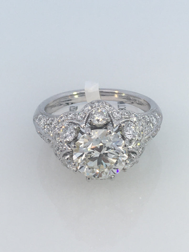 18K White Round Diamond 2.01Ct Vintage Engagement Ring