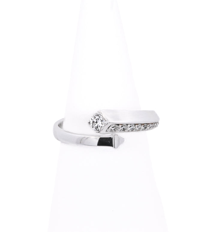 18K White Gold 0.20ct Round Diamond Bypass Ring