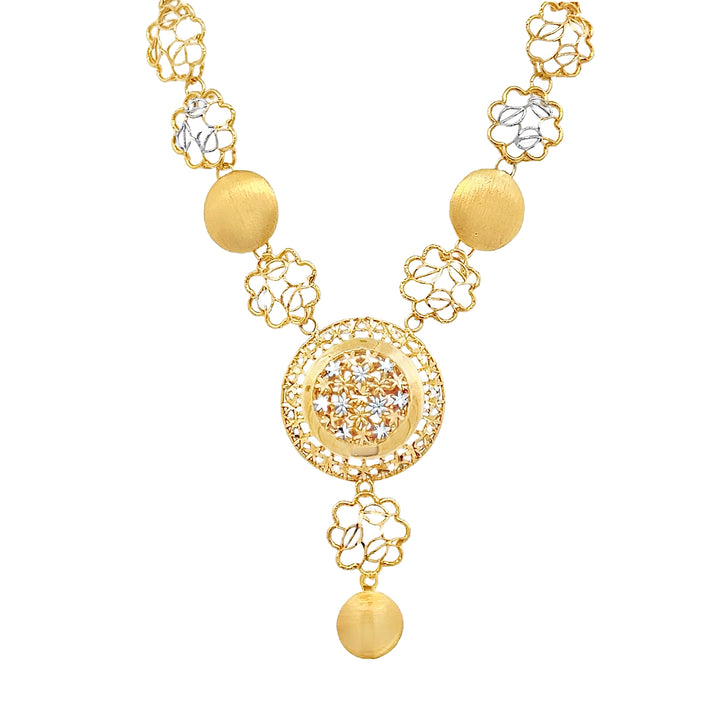 22K Yellow Gold Flower Motif Women's Necklace