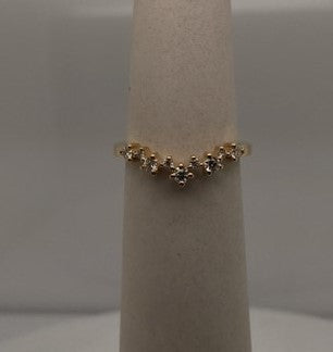 18K Yellow Gold 0.20ct Diamond Curved Wedding Band