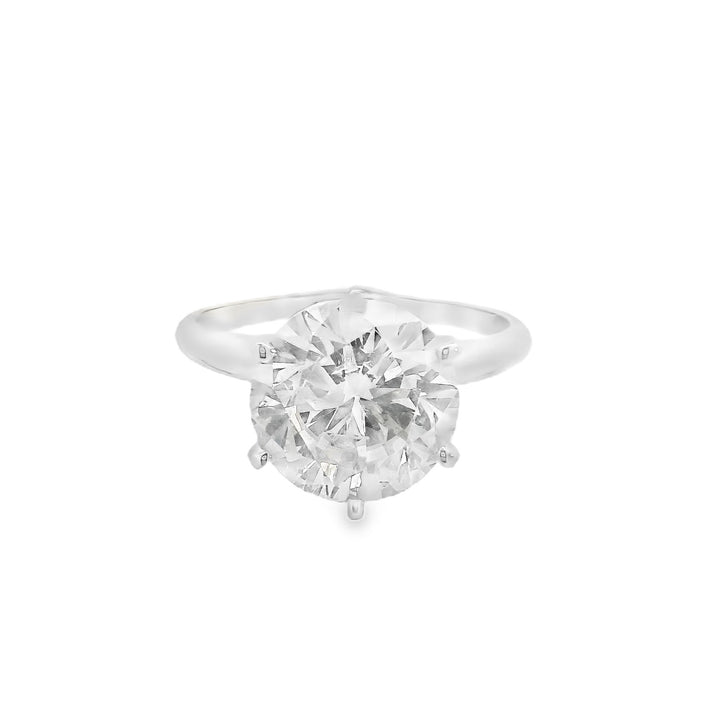 14K White Round Diamond 4.00Ct Solitaire Engagement Ring