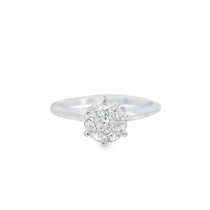 14K White Round Diamond 1.21Ct Solitaire Engagement Ring