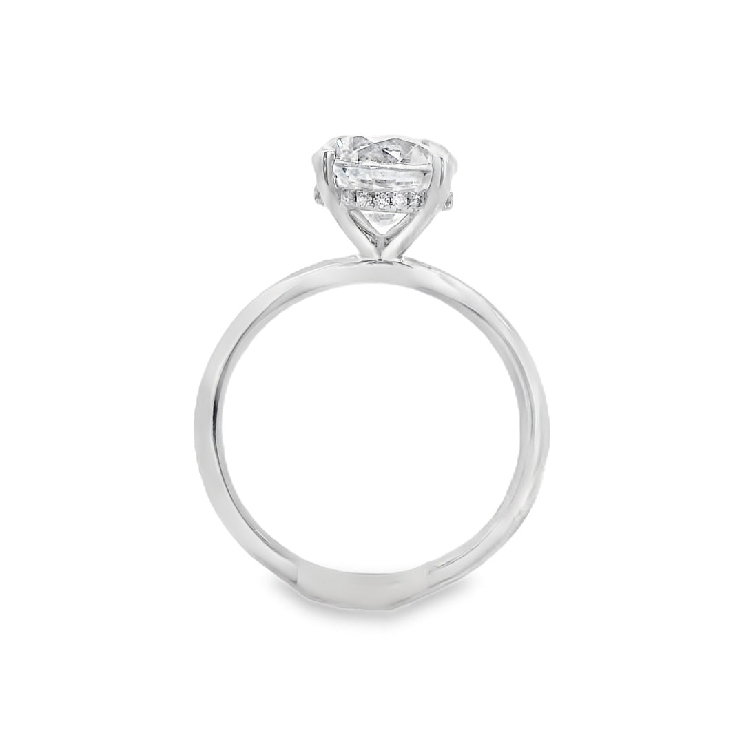 14K White Round Diamond Solitaire Engagement Ring