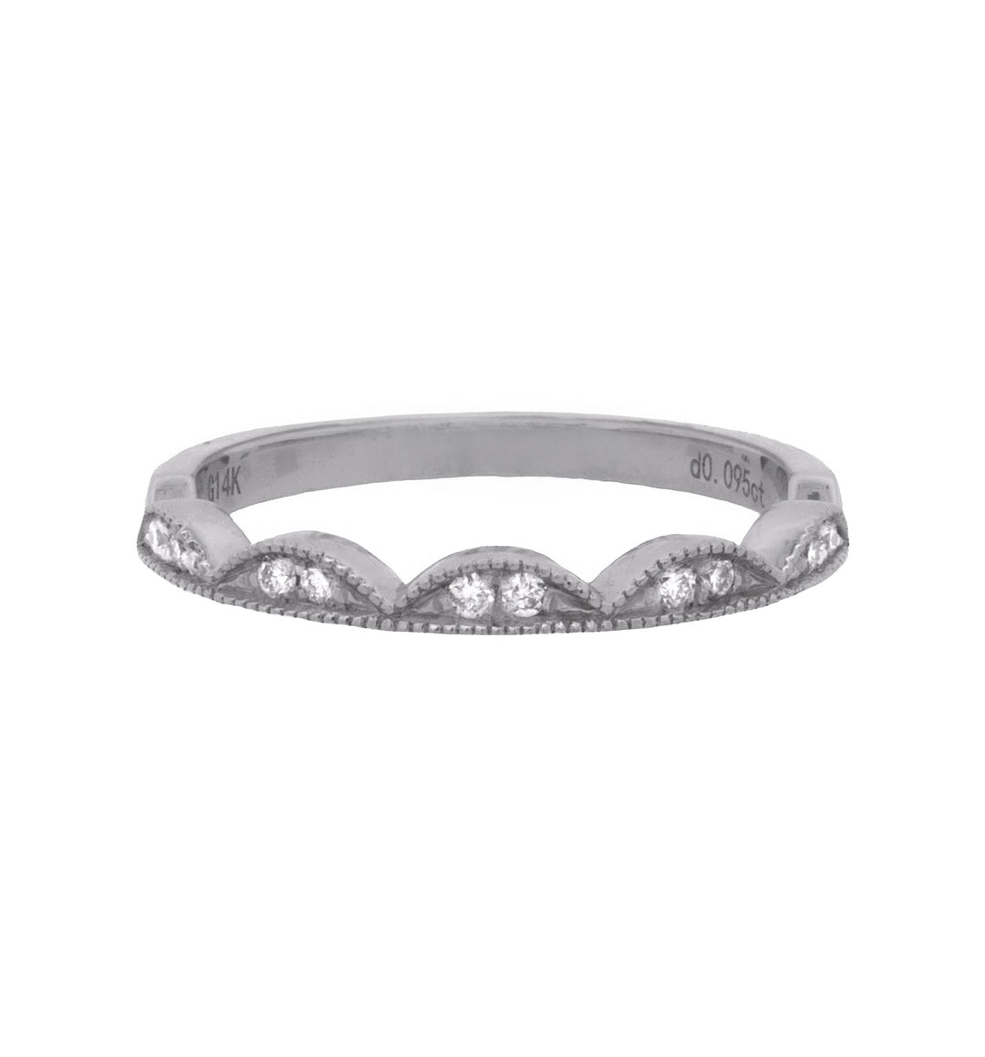 14K White Gold 0.10ct Diamond Stackable Women's Wedding Band