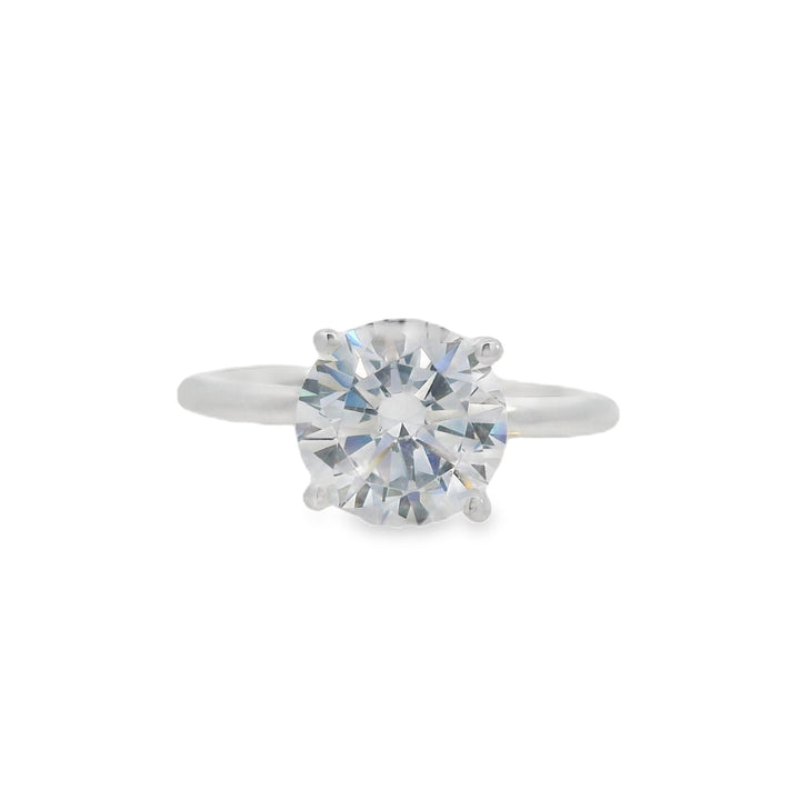 14K White Round Diamond Solitaire Engagement Ring