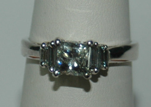 14K White Princess Diamond Solitaire Ring