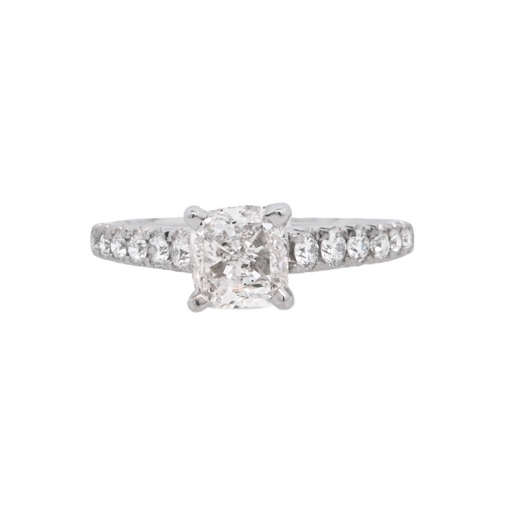 18K White Cushion Diamond 1.01Ct Solitaire Engagement Ring