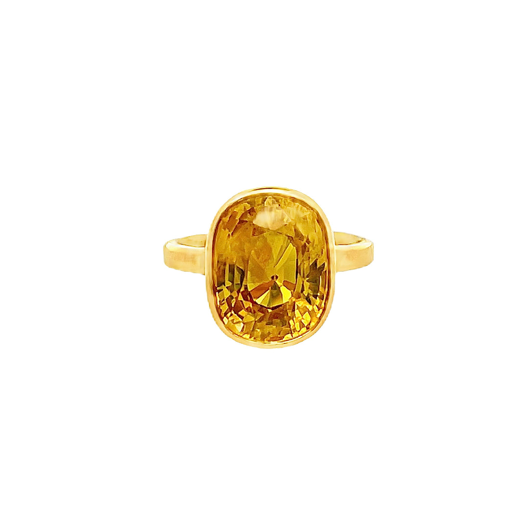 22K Yellow Gold Statement Ring with Luminous Yellow Stone