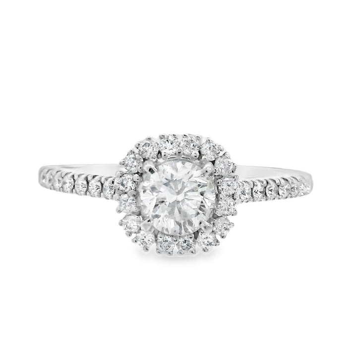 18K White Round Diamond 0.50Ct Halo Engagement Ring