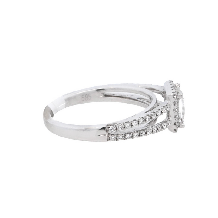 14K White Gold 0.70ct Princess Diamond Halo Ring