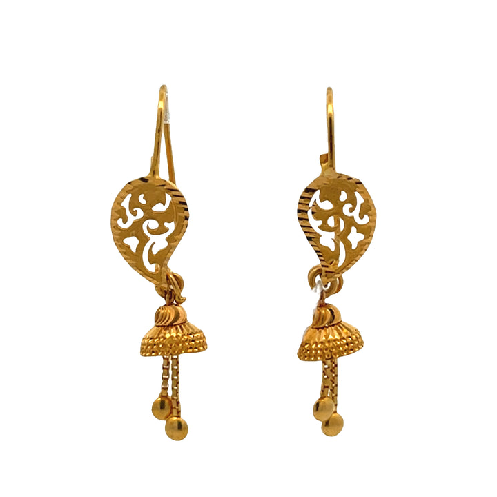 22K Yellow Gold Elegant Dangling Ladies Earrings