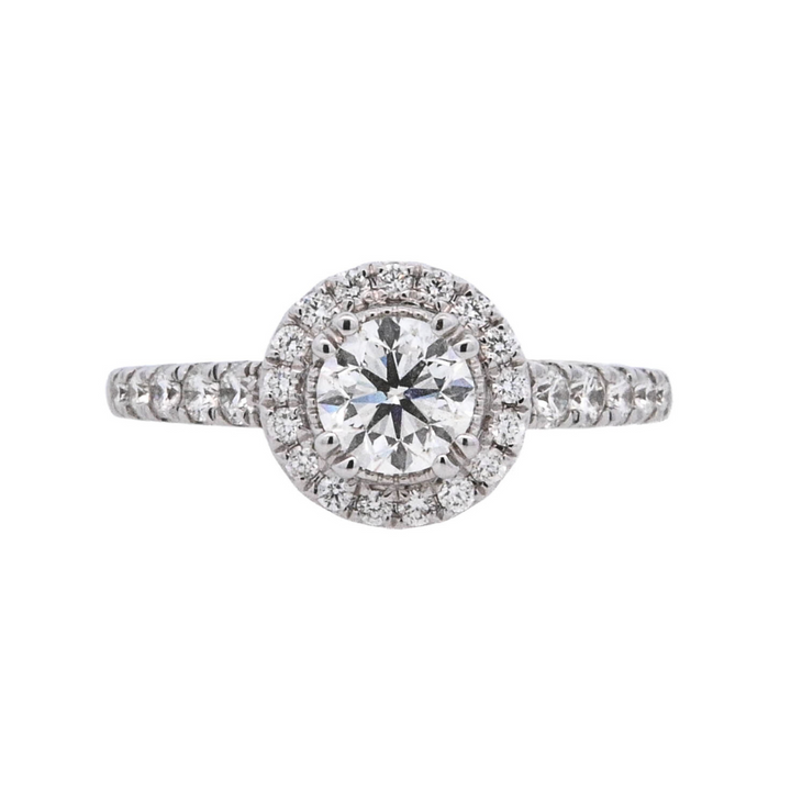 14K White Gold 1.25Ct Round Diamond Halo Engagement Ring