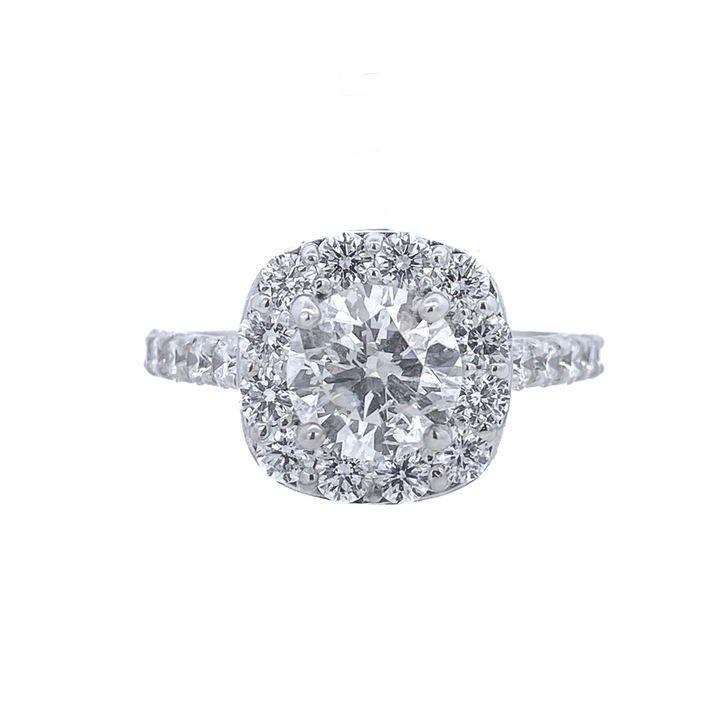 14K White Gold 1.65Ct Round Diamond Halo Engagement Ring
