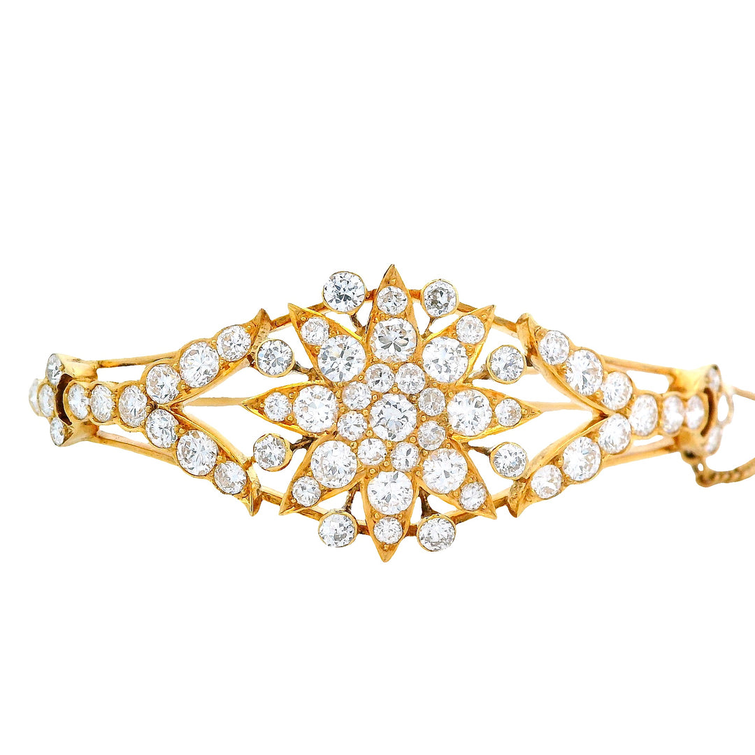 22K Yellow Gold Brilliant Diamond Bangle Bracelet