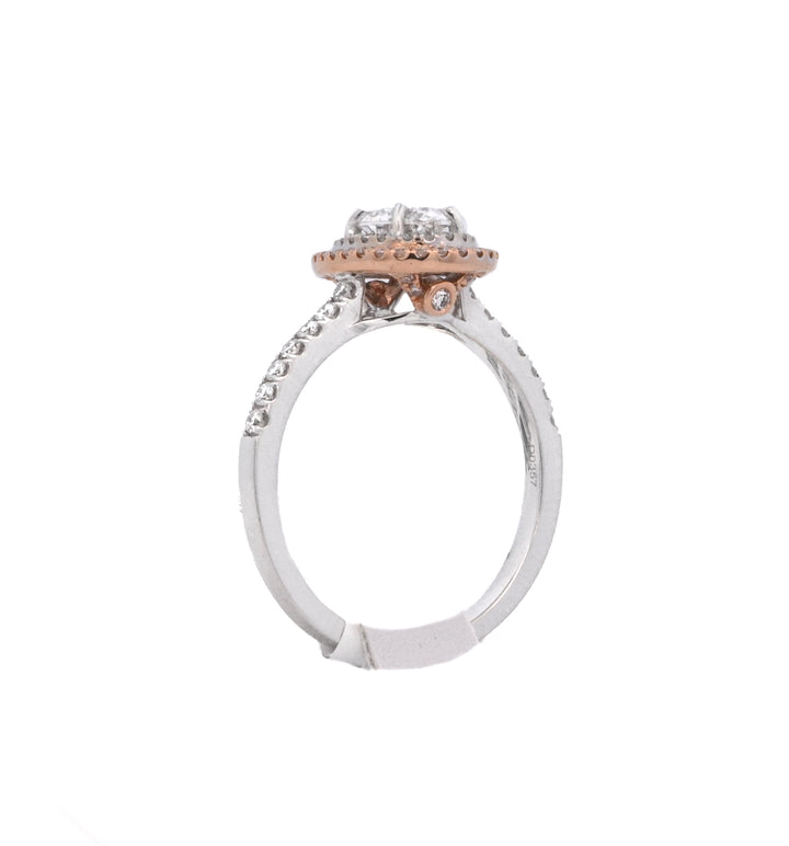 18K Two-Tone Oval Diamond Halo Engagement Ring