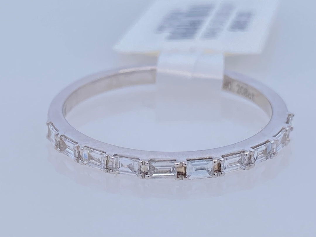 14K White Gold 0.21ct Baguette Diamond Stackable Band