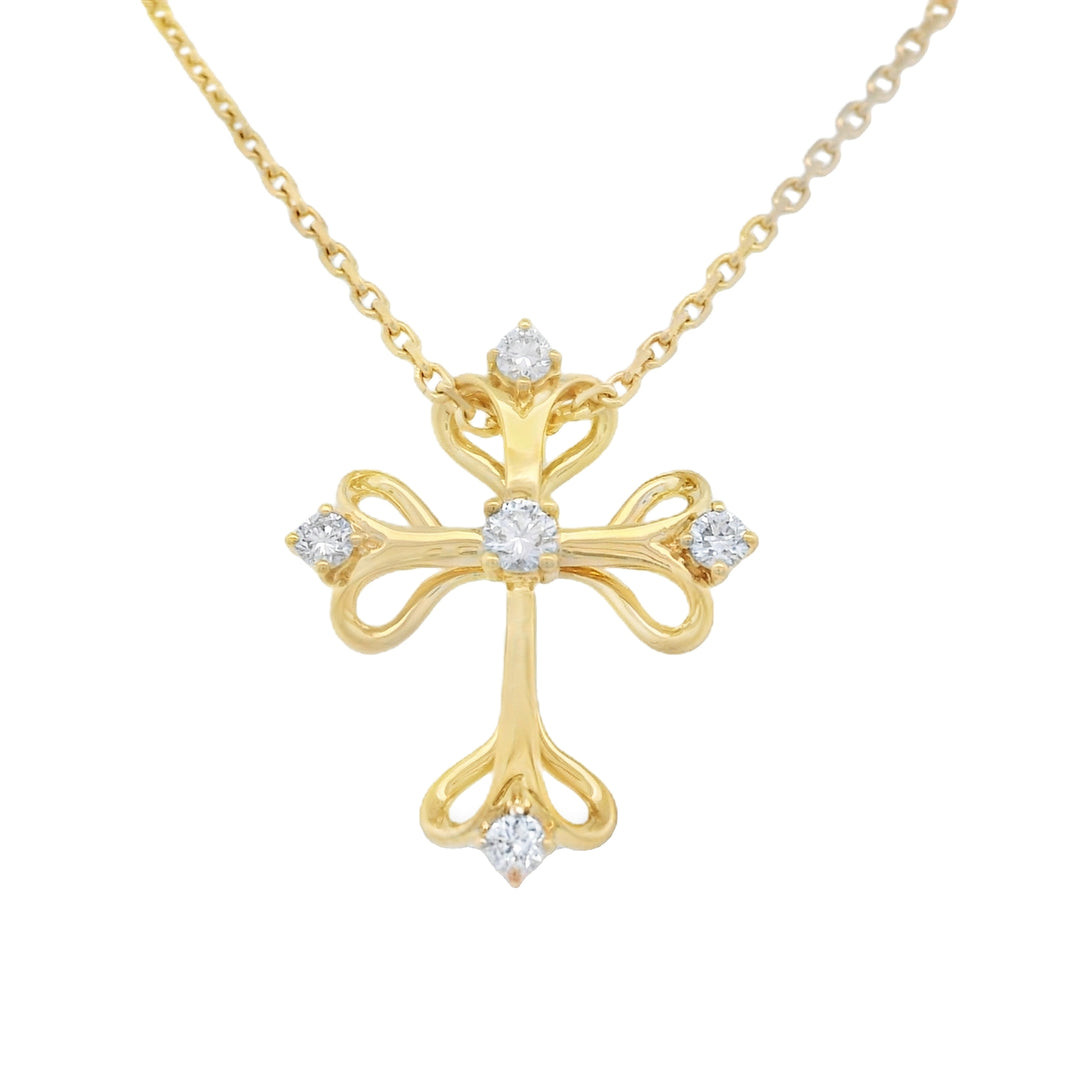 14K Yellow Gold Lab Diamond Adjustable Cross Pendant