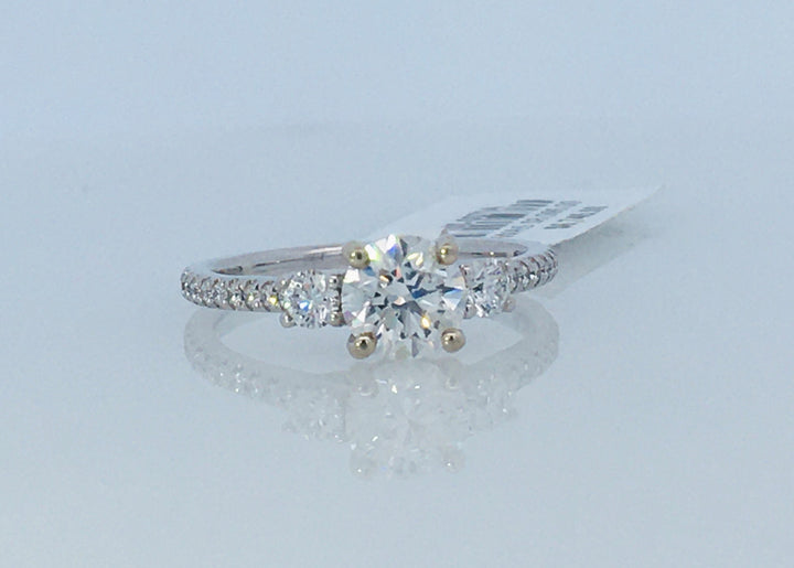 14K White Round Diamond 1.01Ct 3 Stone Engagement Ring