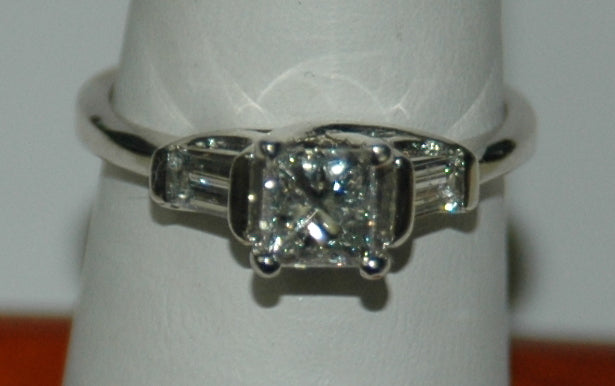 14K White Gold Princess Diamond Solitaire Engagement Ring