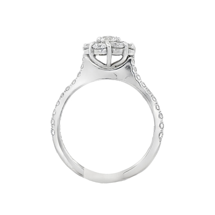 18K White Round Diamond 1.34Ct Halo Engagement Ring