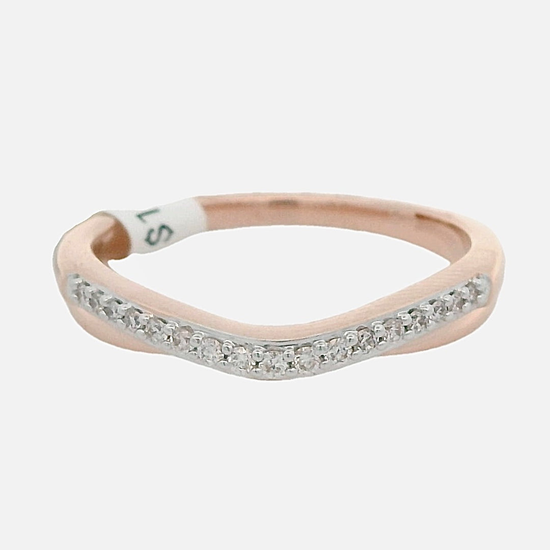 14K Rose Gold Curved Diamond Wedding Band Ring
