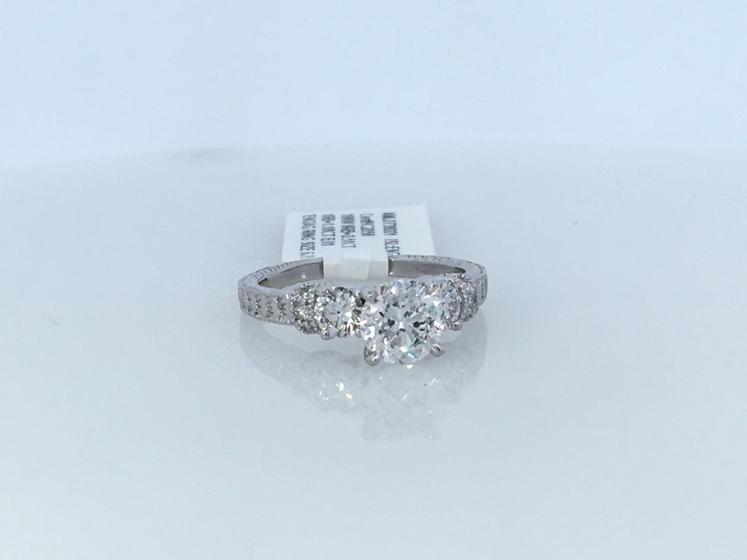 18K White Gold 1.18Ct Round Diamond 3-Stone Engagement Ring