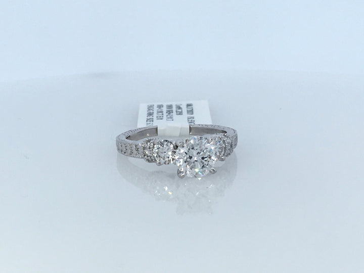 18K White Gold 1.18Ct Round Diamond 3-Stone Engagement Ring