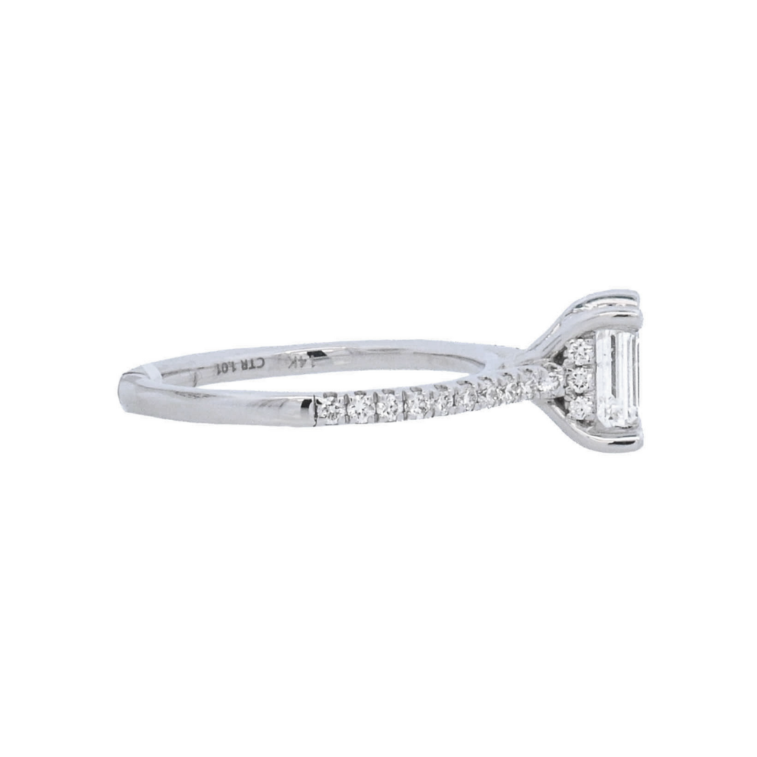 14K White Gold Emerald Cut Diamond Solitaire Ring