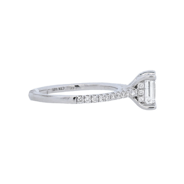 14K White Gold Emerald Cut Diamond Solitaire Ring
