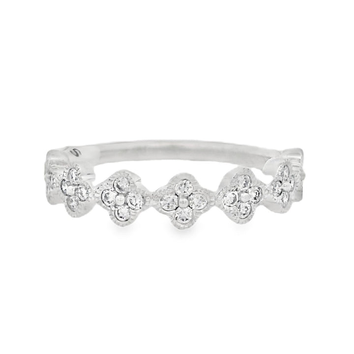 14K White Gold 0.35ct Diamond Clover Stackable Wedding Band