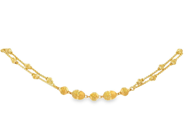 22K Yellow Gold Double Chain Ball Design Bracelet