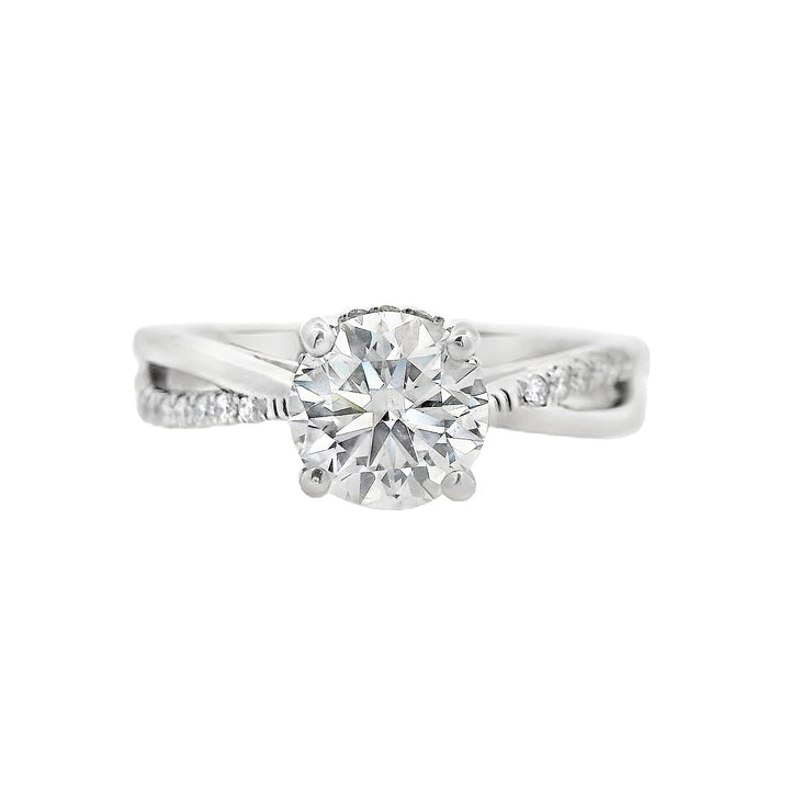 14K White Gold Round Diamond 1.08Ct Solitaire Engagement Ring