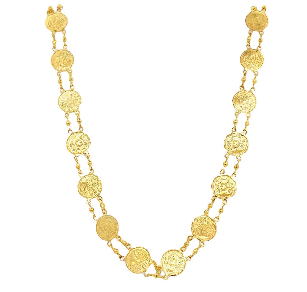 22K Yellow Gold 24 Coin Collector's Pendant Necklace