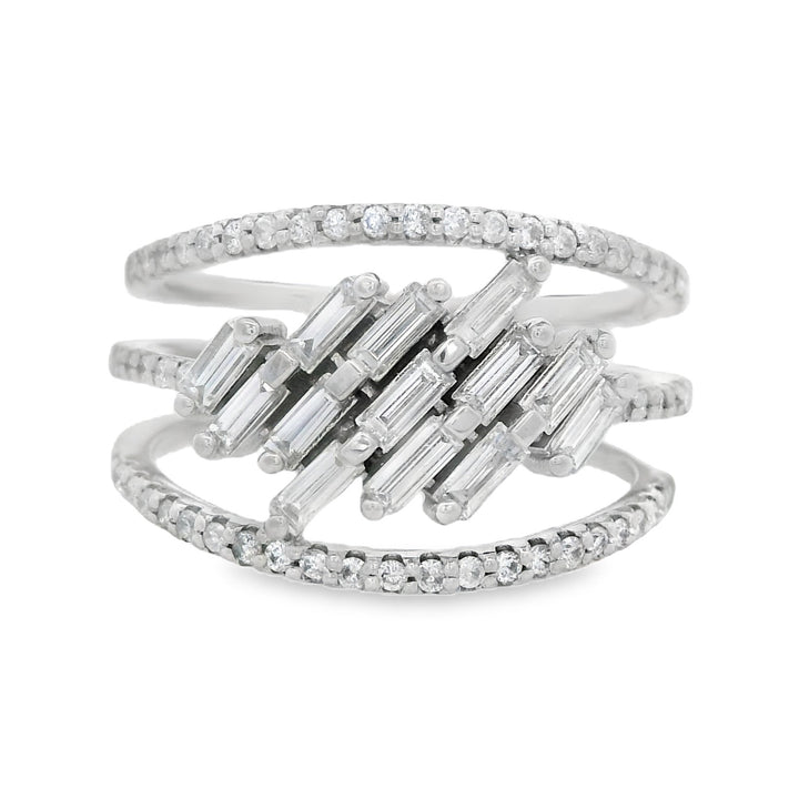 14K White Gold Baguette Diamond Fashion Ring