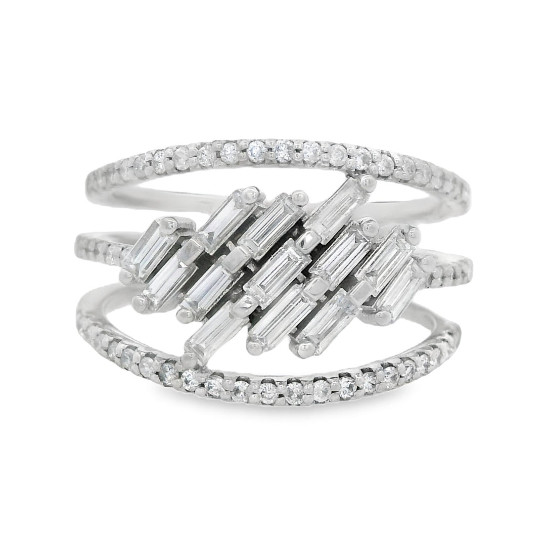 14K White Gold Baguette Diamond Fashion Ring