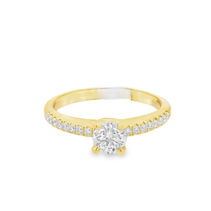 18K Yellow Princess Diamond 0.40Ct Solitaire Engagement Ring