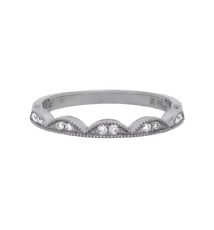14K White Gold 0.10CT Diamond Stackable Wedding Band