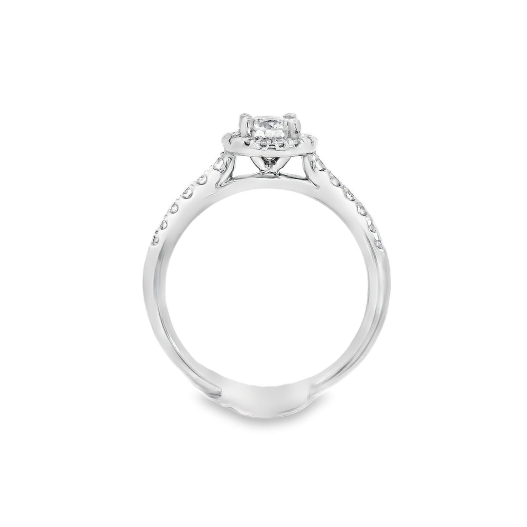 18K White Round Diamond 0.35Ct Halo Engagement Ring