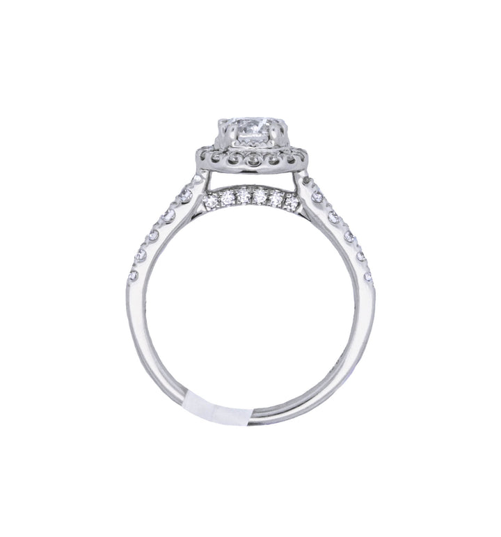 14K White Round Diamond 1.25Ct Halo Engagement Ring