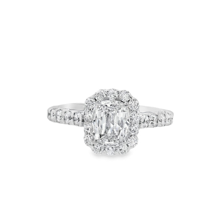 18K White Cushion Diamond 0.70Ct Halo Engagement Ring