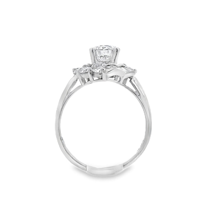 18K White Round Diamond 0.90Ct Halo Engagement Ring