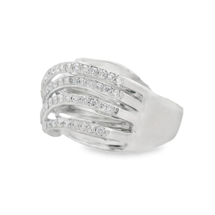 14K White Gold 0.73ct. Diamond Multi- Strand Fashion Ring